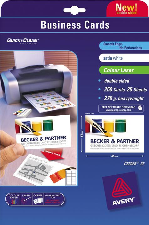 Actual product image Avery Premium Visitenkarten (A4, 250 Sheets)