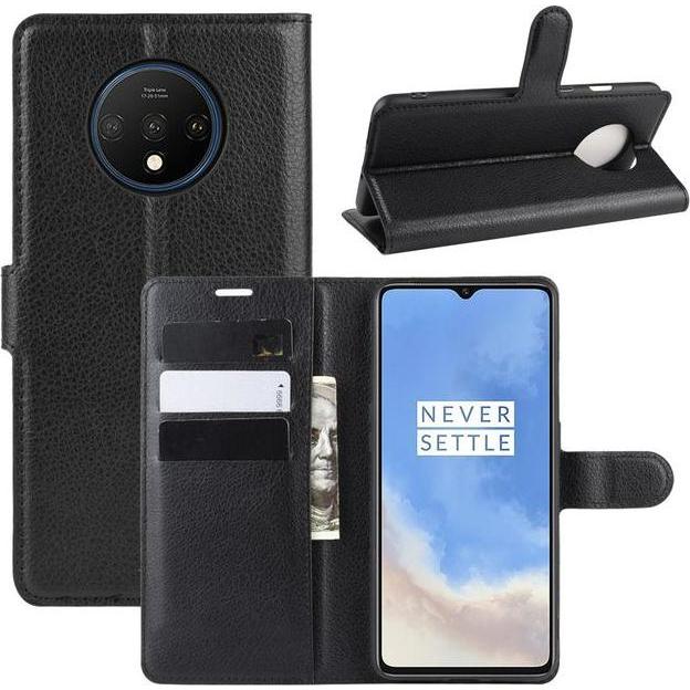 Thumbnail - MU Classic Litchi Leder Bookcover Series (OnePlus 7T), Smartphone Hülle, Schwarz