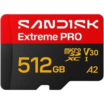 SANDISK Extreme Pro microSDXC 512GB (512 GB, microSDXC, U3, UHS-I), Scheda di memoria, Nero