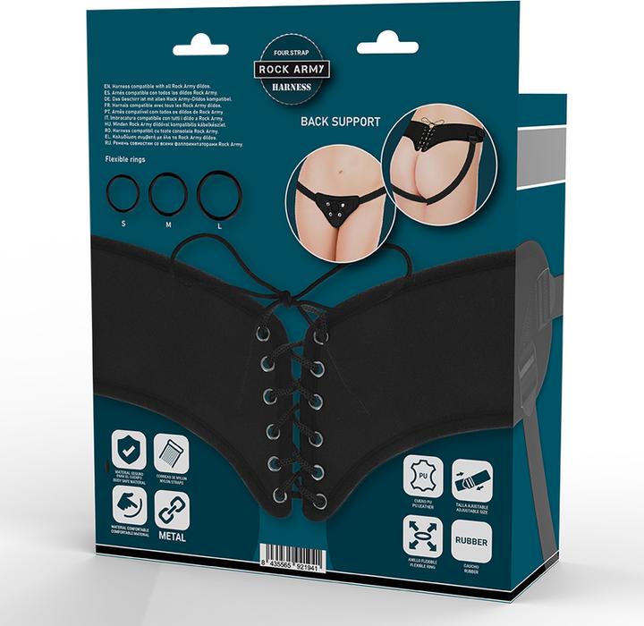 Actual product image Rock Army Strap-On "Four Strap Harness" with corset fastening