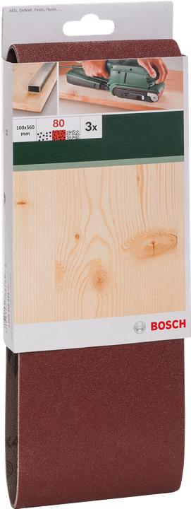 Image du produit Bosch Zubehör 3tlg. Schleifband-Set für Bandschleifer, rote Qualität K = 80 (80)