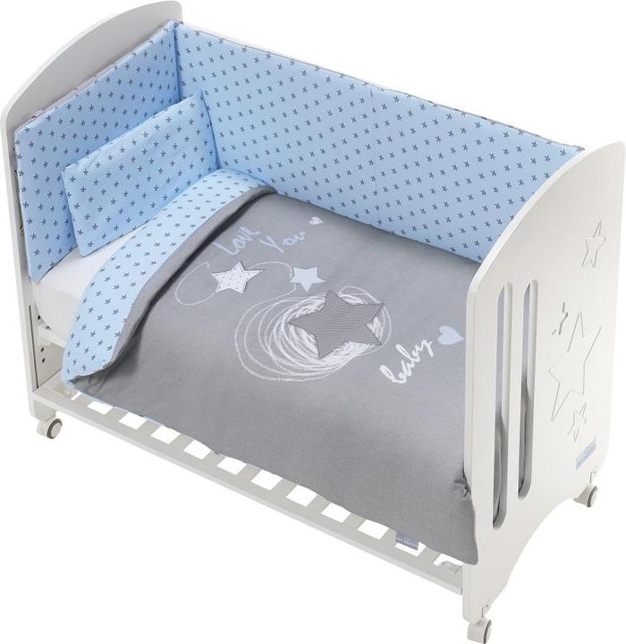 Don Algodon SET 3 PEZZI. LETTINO GRANDE 70X140: PIUMONE+NIDO+CUSCINO - JERSEY DI COTONE - BLU