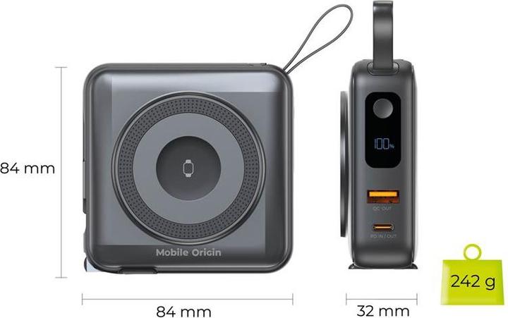 Image du produit Mobile Origin Powerbank & Travel Charger Lightning/USB-C Cable MagSafe AW/iPhone Compatible black Powerbank -... (10000 mAh)