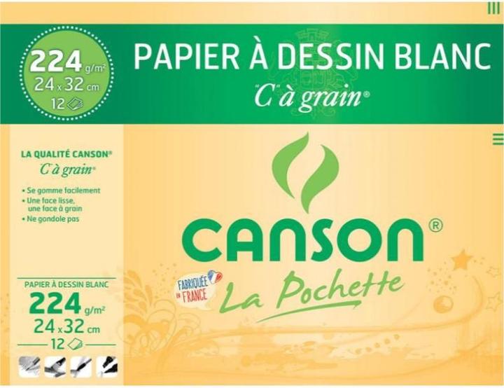 Image du produit Canson Papier à dessin "C"... Grain, DIN A4, 224 g/qm (A4, Blanc, Non contraignant)