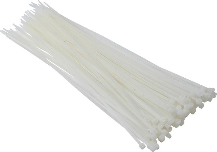 Image du produit ProPlus Attaches de câble 4,8 x 370 mm 100 pièces blanc (Serre-câbles en plastique, 370 mm, 100 pcs)