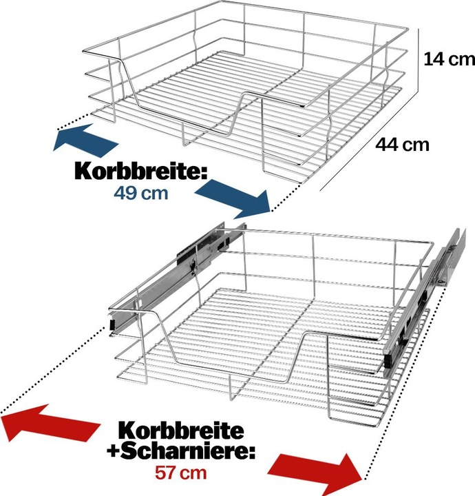 Produktbild Casaria Teleskopschublade 60cm - 4er Set (1 x, 27 x 44 x 14 cm)