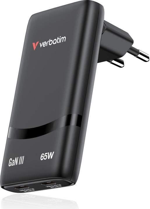 Verbatim GaN III Fold 'n' Go Charger 2 Port 65W USB-C black (65 W)