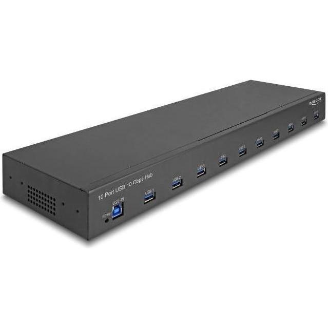 Delock 64240 (USB-A, 10 Ports), Dockingstation + USB Hub, Schwarz