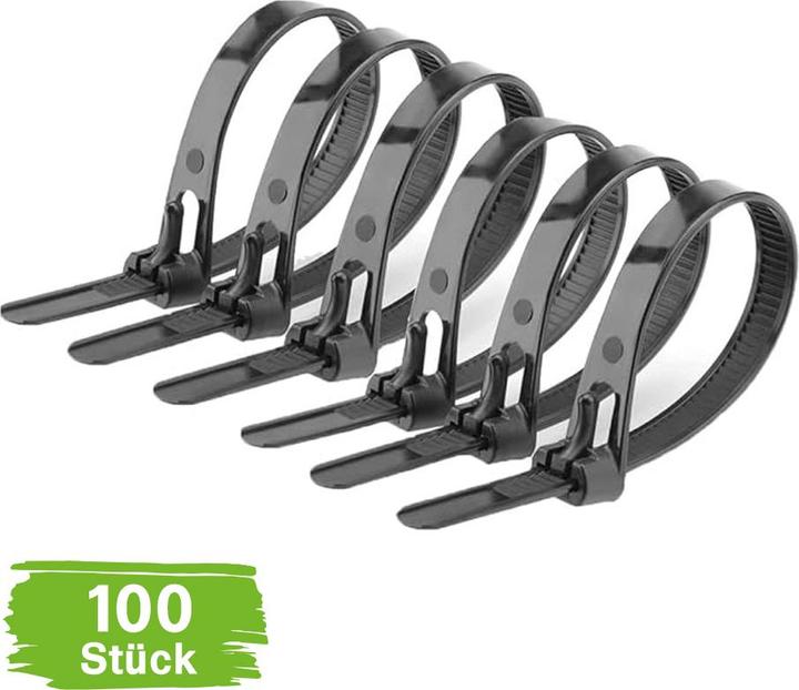 Offgridtec Fascette richiudibili 7,6mmx300mm nere autobloccanti 100 pz. (300 mm, 100 pz.)