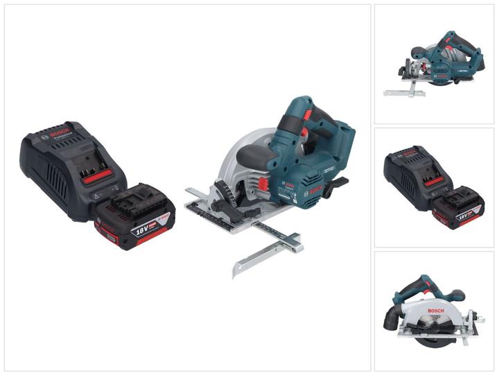 5.0 Ah, 1x Bosch GKS 18V-57-2 Professional cordless portable circular saw, 1x circular saw blade, Standard for Wood, 165 x 1.5, 5000 mAh Li-Ion battery, 1x Bosch GAL 1880 CV quick charger, 1.0 x 20 mm, 24, 1x rip fence, 1x Bosch GBA 18 Volt