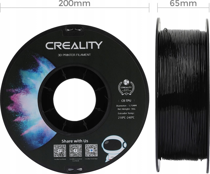Image du produit Creality CR-TPU (TPU, 1.75 mm, 1000 g, Noir)