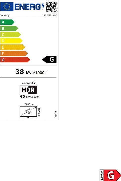 Etichetta energetica Samsung Odyssey OLED G8 - G81SF (3840 x 2160 pixel, 32")