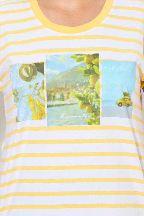 Produktbild Ulla Popken Shirt, Ringel, Oversized, Rundhals, Halbarm (56)