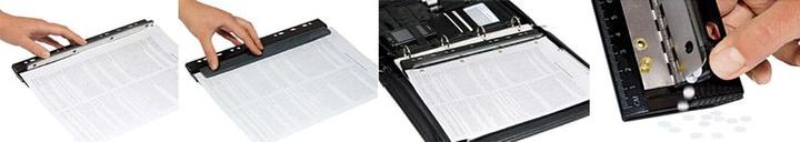 Actual product image Wedo Business pocket hole punch, 4 holes, black Punching capacity: 3 mm, made of plastic with metal rail
