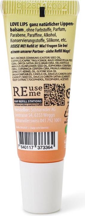 Actual product image ReUseMe LOVE LIPS Lip Balm Natural with Apricot Kernel Oil and Echinacea Fragrance Free Bals (Lip balm, 10 ml)