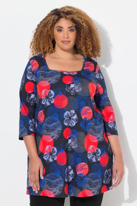 Immagine prodotto Ulla Popken Maglia dal taglio lungo e svasato con scollo rettangolare e maniche a 3/4 (50, 52)