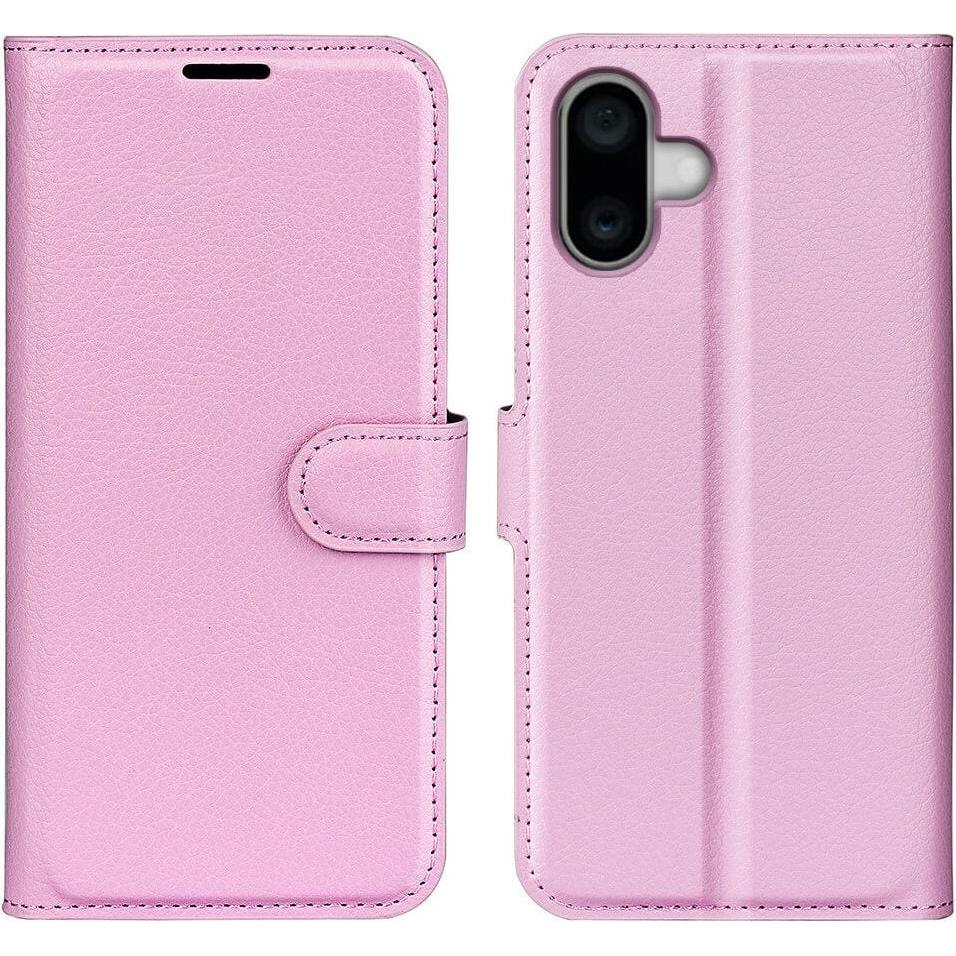 Cover-Discount iPhone 16 - Leder Etui Hülle (Apple iPhone 16), Smartphone Hülle, Rosa