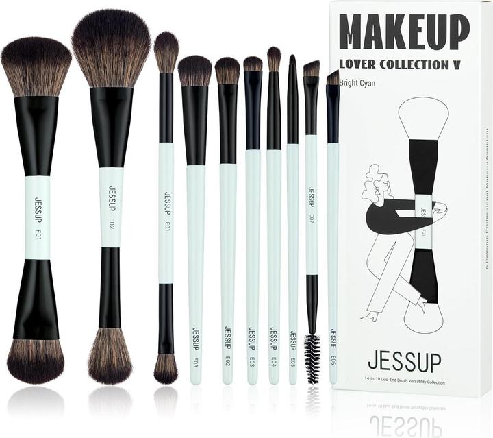 Actual product image Jessup Makeup Brushes Set Double Ended for Foundation (Set)