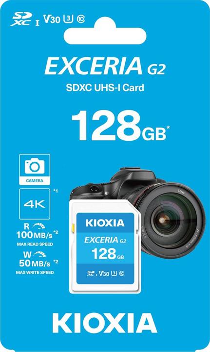 Actual product image Kioxia Exceria G2 SD Card 128GB (128 GB, SDXC, UHS-I)