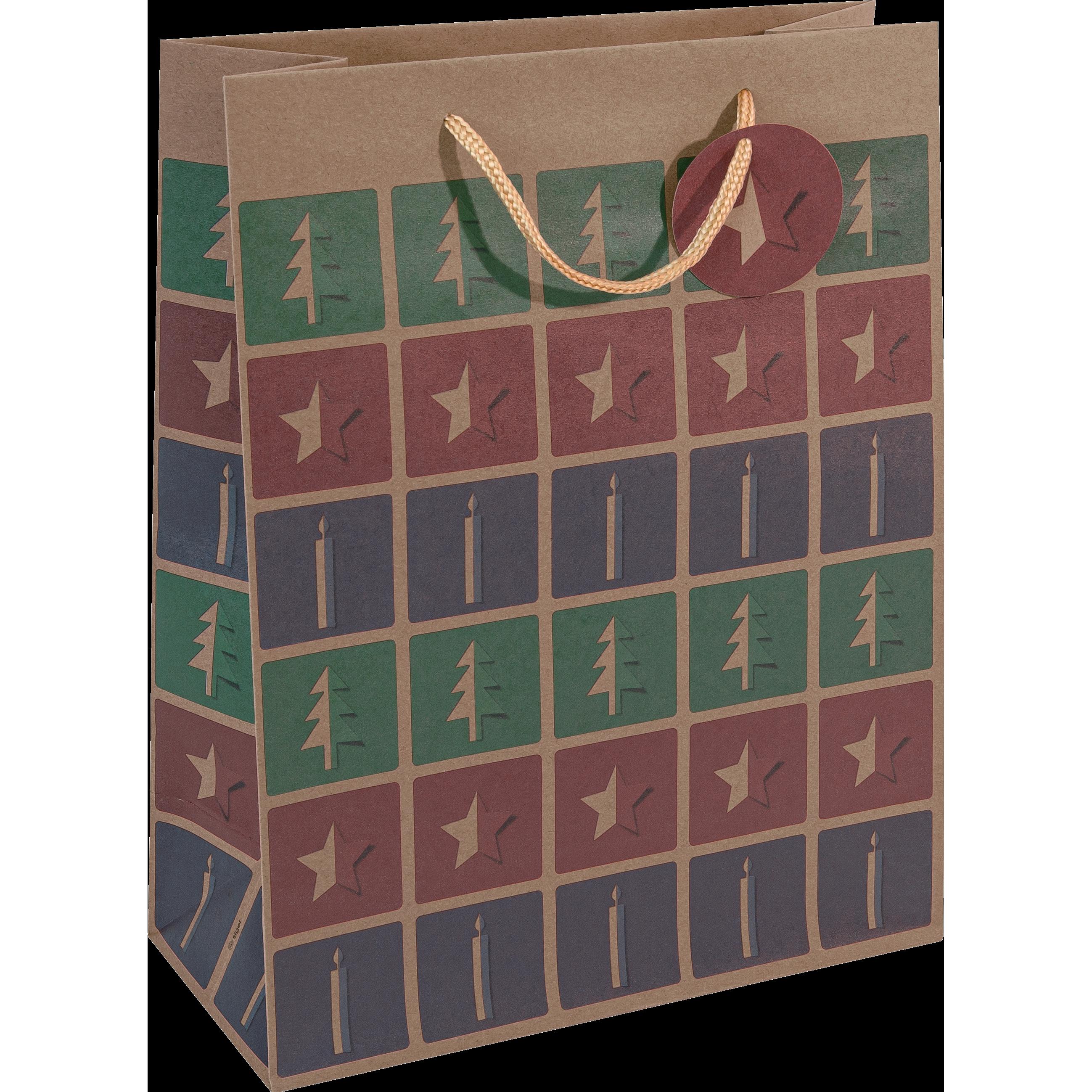 Sigel, Geschenkverpackung, Weihnachts-Geschenktüte ""Cut-out style"", gross Geschenktasche aus braunem Kraftkarton, 157 ...