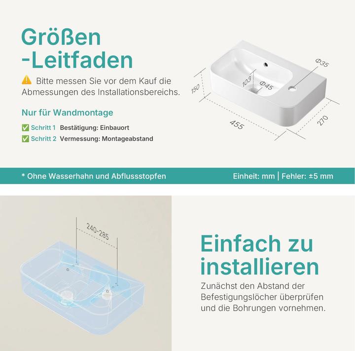 Produktbild Emke Wandwaschbecken (265 mm, 450 mm)