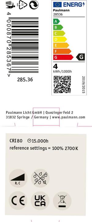 Energielabel Paulmann Maxiflood (GU10, 3.50 W, 250 lm, 1 x, G)