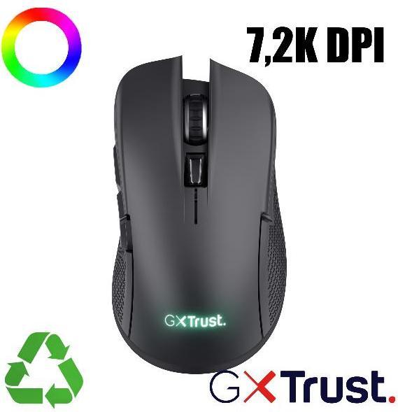 Actual product image Trust GXT 923 YBAR mouse Right-hand RF Wireless Optical 7200 DPI (Wireless)