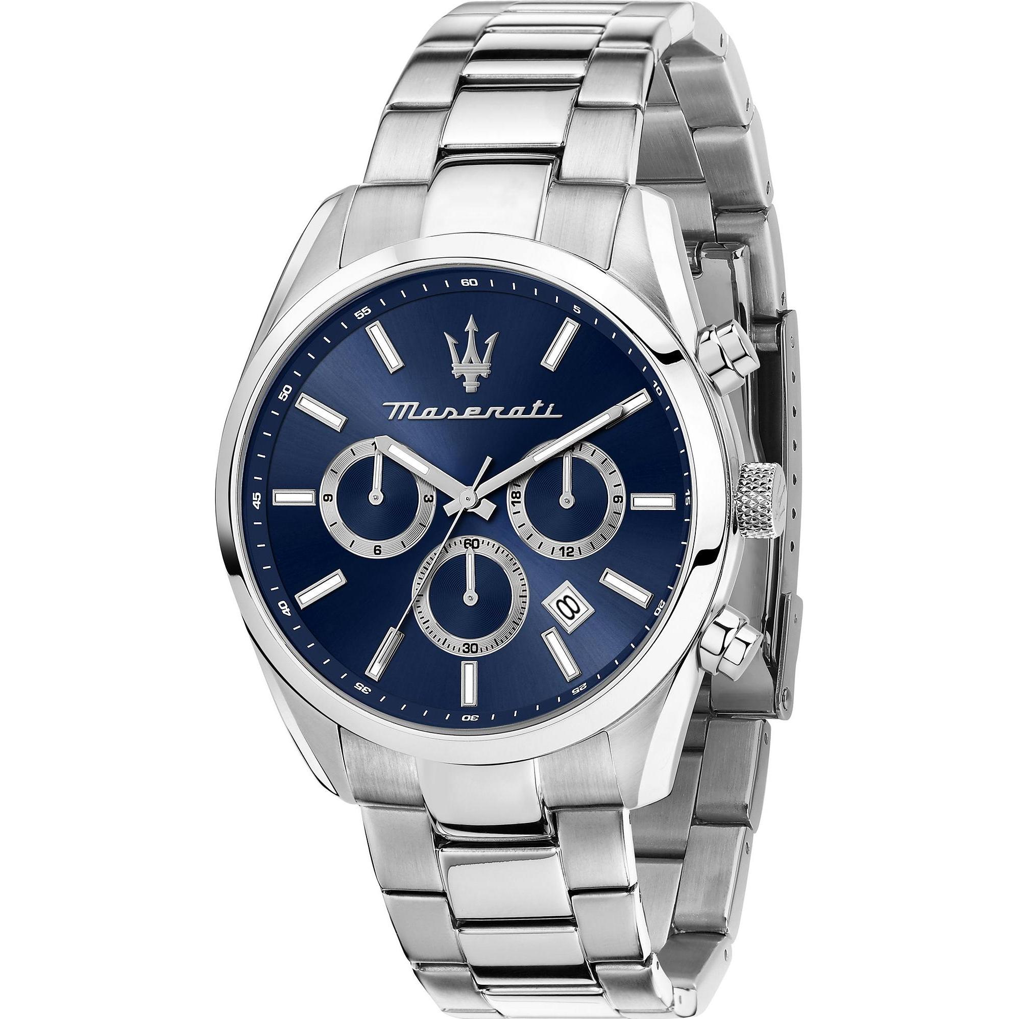 Maserati, Armbanduhr, Attrazione, Silber, (Analoguhr, 43 mm)