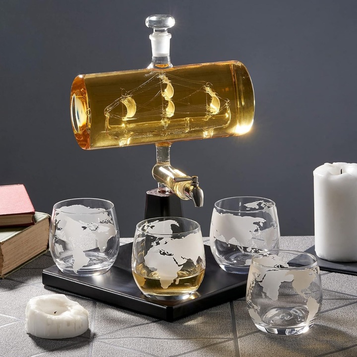Image du produit Oak & Steel Verres à whisky et décanteurs Bateau (1 l)