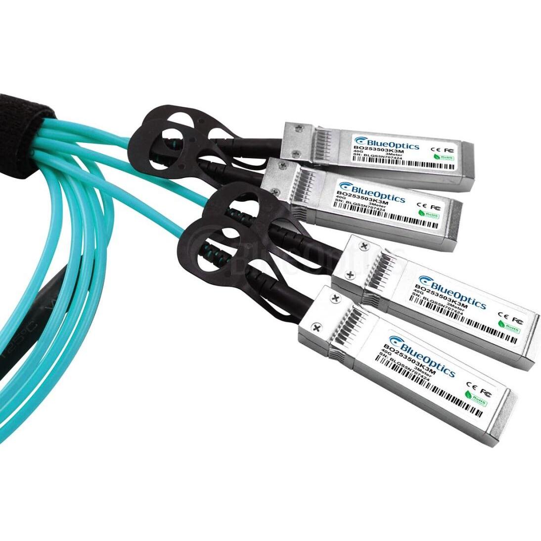 Thumbnail - BlueOptics BO253503K15M Aktives Optisches Kabel Breakout QSFP 40GBASE-SR4 15 Meter, Transceiver, Orange