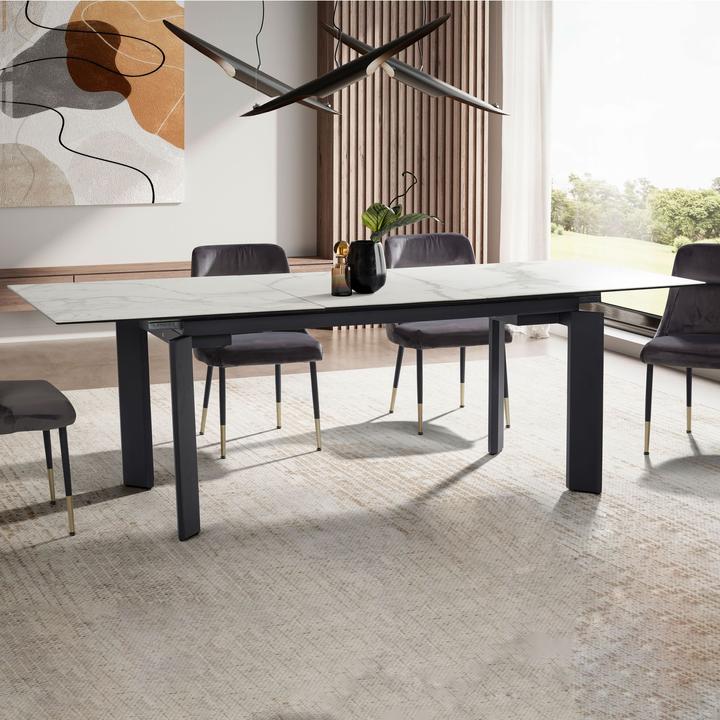 Produktbild FineBuy Ausziehbarer Design Esstisch 180 - 240 cm Glas Keramik Keramiktisch Esszimmertisch (180 x 95 x 77 cm)