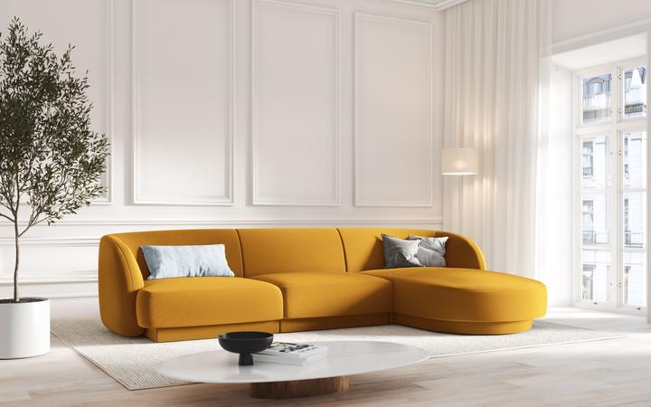 Image du produit Micadoni Canapé D'Angle Droit Velours, "Miley", 4 Places, 255x156x70Fabriqué en Europe (Canapé d'angle)