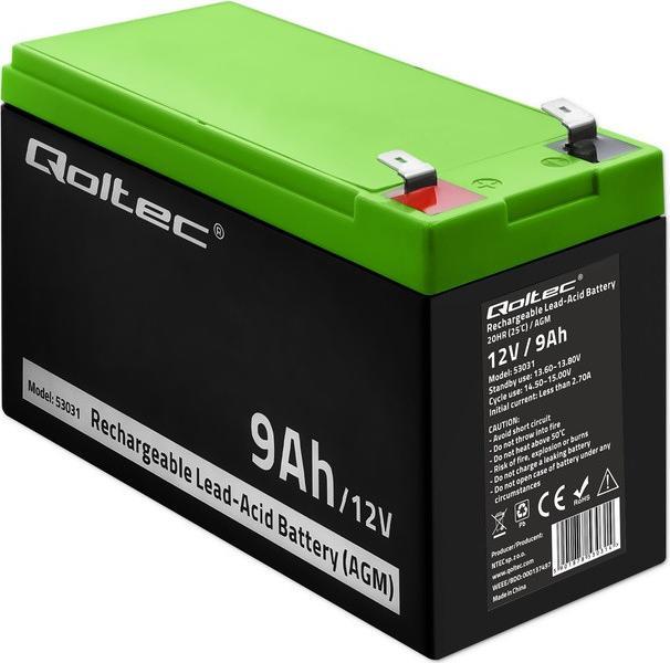 Image du produit Qoltec 53031 AGM battery| 12V| 9Ah| max 135A - Batterie - 9.000 mAh (12 V, 9 Ah)