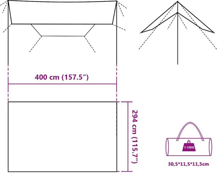 Image du produit vidaXL Campingplane (Tarp abri de camping, 1.15 kg)