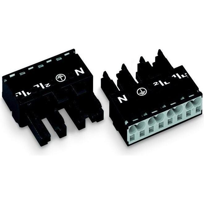 50x Wago Netz-Steckverbinder WINSTA MID, Elektronikkabel + Stecker, Schwarz