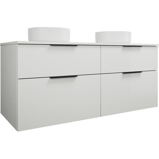 burgbad, Badmöbelset, Eqio Keramik-Aufsatzwaschtische links und rechts, rund, inklusive Waschtischunterschrank, Br