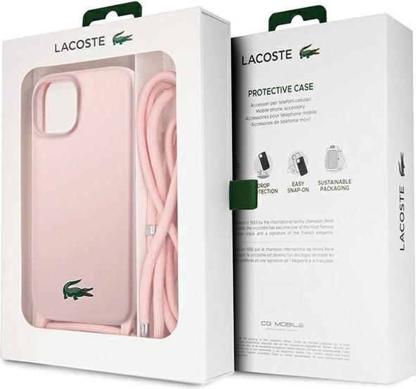 Produktbild Lacoste LCHCP15SSCCRLP iPhone 15 / 14 / 13 6.1" jasnoróżowy/light pink hardcase Silicone Cord (Apple iPhone 15)