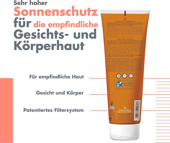 Actual product image Avène Sun milk SPF 50+, 250 ml cream (Suntan lotion, SPF 50+, 250 ml)