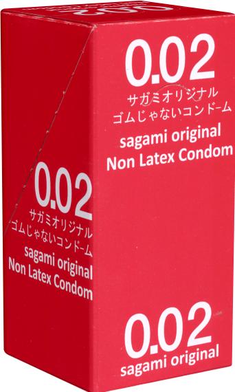 Actual product image Sagami Original 0.02" latex free, 6 x 2 ultra thin condoms for latex allergy sufferers (display) (2 pcs.)