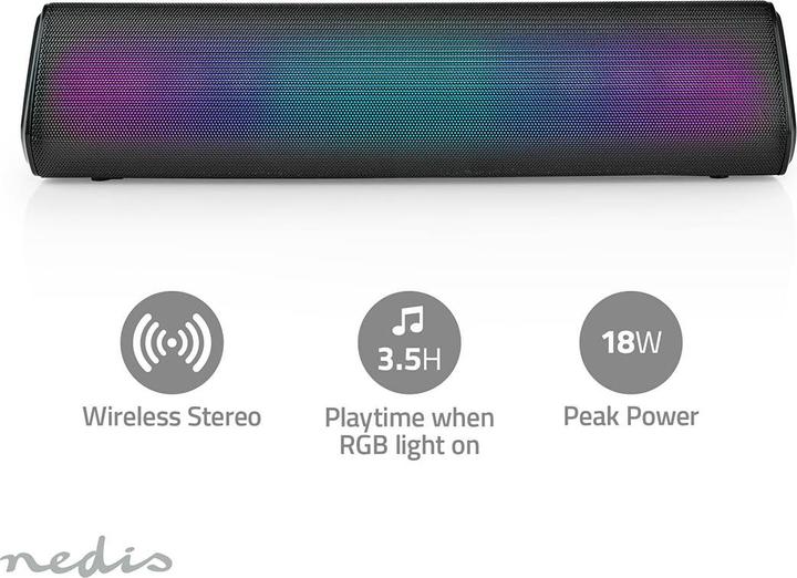 Actual product image Nedis Bluetooth® speaker | max. battery life: 6 hrs | tabletop design | 18 W | stereo | built-in (6 h)
