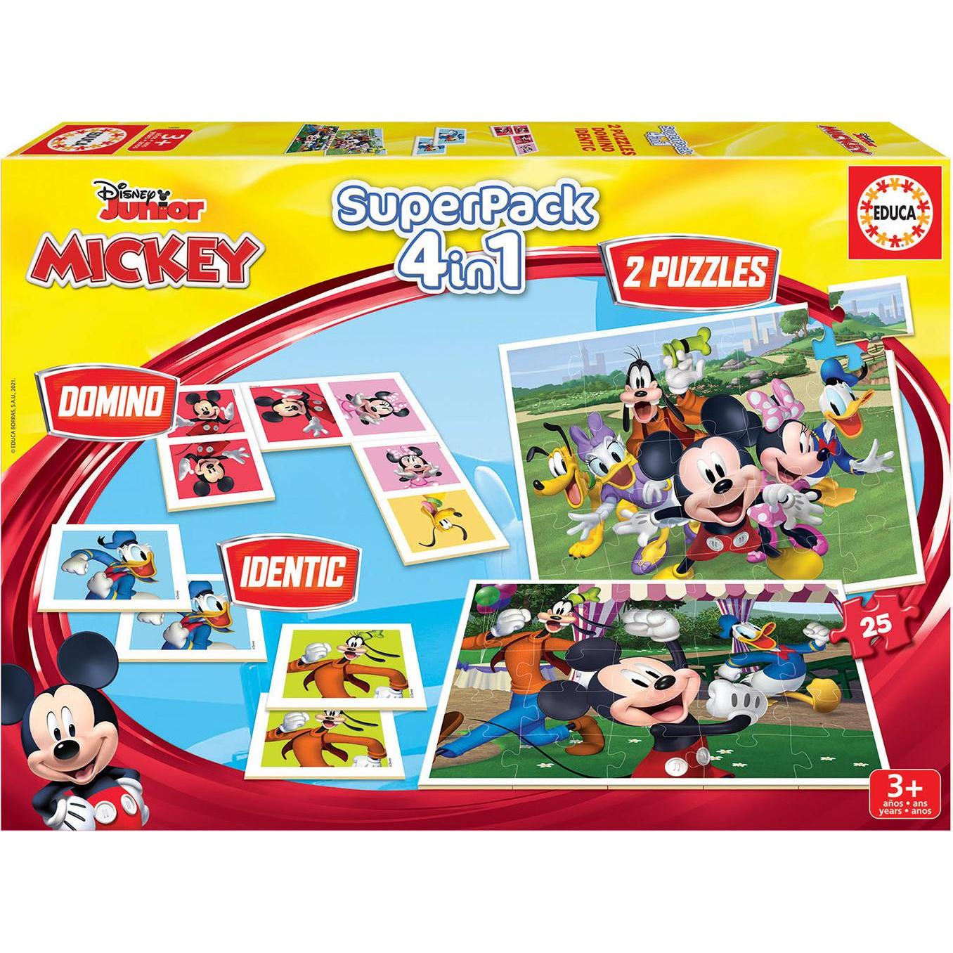Educa 19099 4 in 1 Puzzle, 2 25 Piece Puzzles and 2 Boards, Mickey and Friends Ages 3+ (25 Teile)