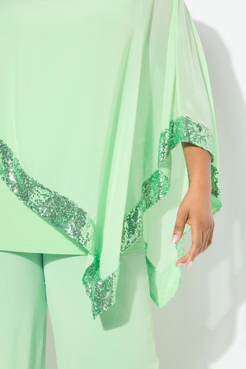 Produktbild Ulla Popken Bluse, Chiffon-Überwurf, U-Boot-Ausschnitt, 3/4-Arm (50, 52)