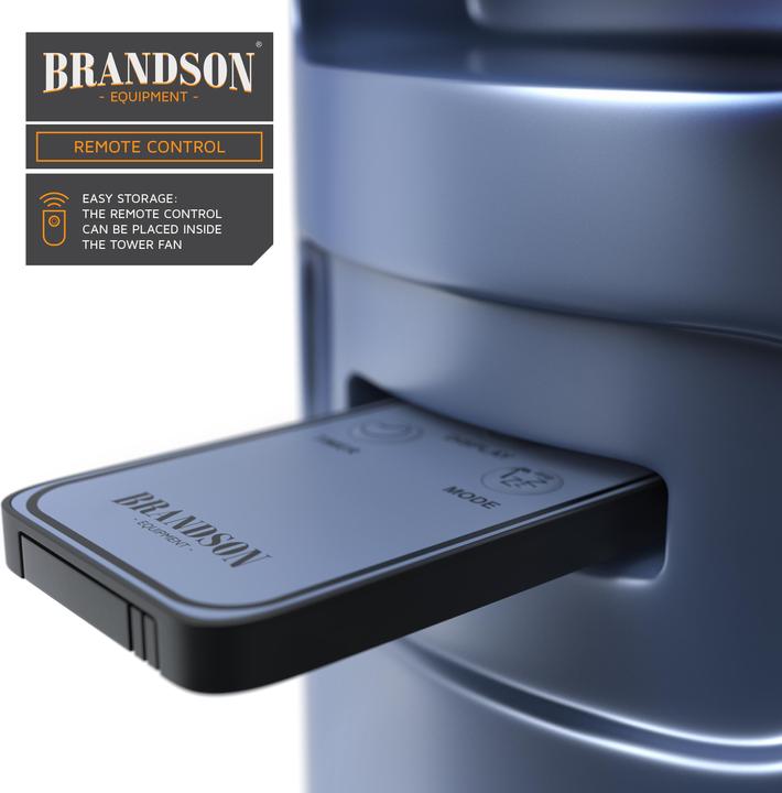 Actual product image Brandson Tower fan, oscillation 65°, timer, remote control, pedestal fan 96cm, blue (48 dB)