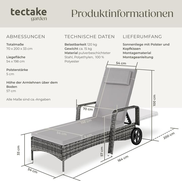 Image du produit tectake Sonnenliege (200 cm)