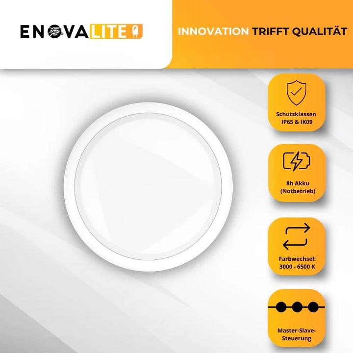 Produktbild Enovalite LED-Notstrom Deckenleuchte, mit 8 h Notlicht (1800 lm)