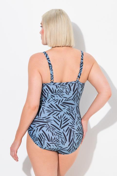 Actual product image Ulla Popken Leaf Print Wrap Look One Piece Swimsuit (56)