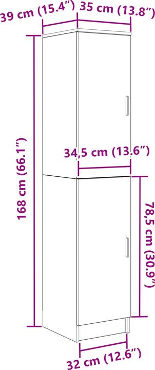 Image du produit vidaXL Highboard (39 x 39 x 168 cm)