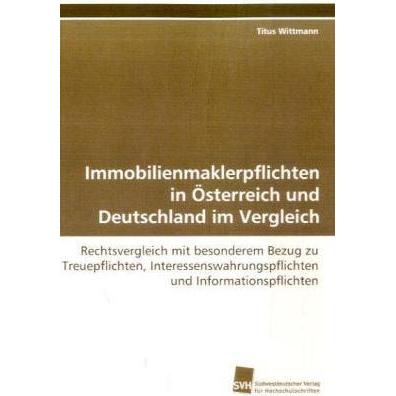 Thumbnail - Immobilienmaklerpflichten in Österreich und Deutschland im Vergleich, Fachbücher von Titus Wittmann