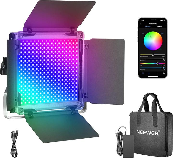 Image du produit Neewer 660 Pro RGB LED Video Light With Barndoor (Lumière vidéo)