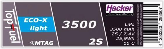 Immagine prodotto Hacker Batteria LiPo 0C (7.40 V, 3500 mAh)